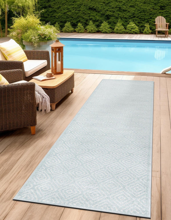 Catalina Cove Outdoor Collection Area Rug -  Venice Runner Light Blue  lifestyle 145