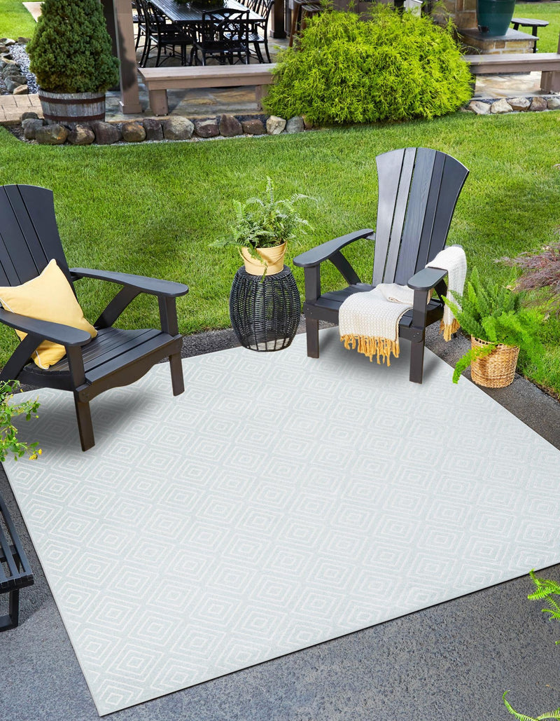 Catalina Cove Outdoor Collection Area Rug -  Venice Square Light Blue  lifestyle 103