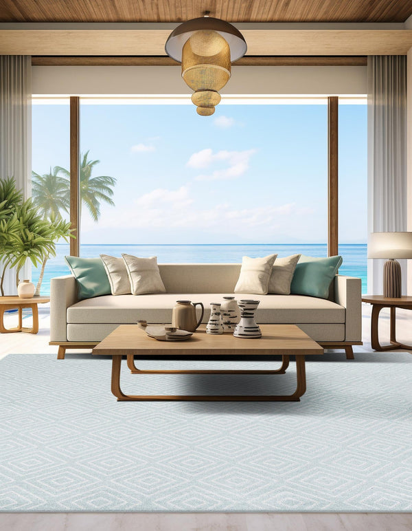 Catalina Cove Outdoor Collection Area Rug -  Venice Square Light Blue  lifestyle 187