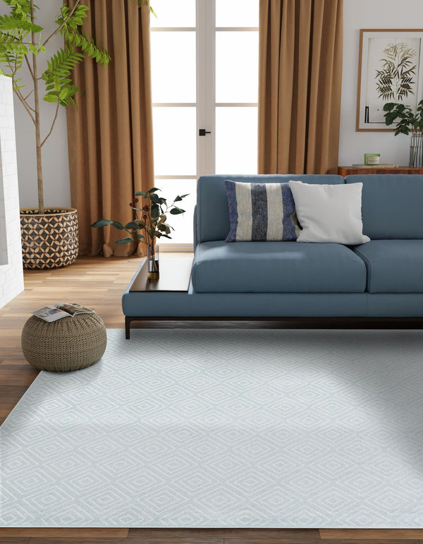 Catalina Cove Outdoor Collection Area Rug -  Venice Square Light Blue  lifestyle 211