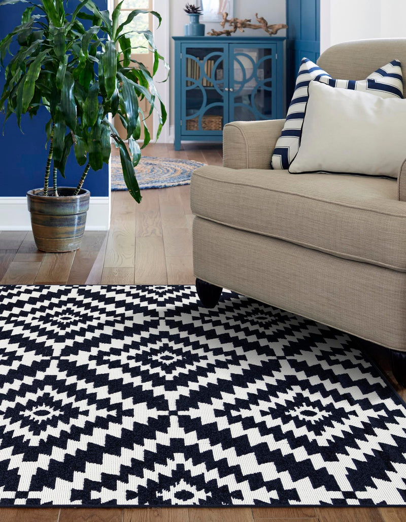 Catalina Cove Outdoor Collection Area Rug -  Coronado Rectangle Navy Blue  lifestyle 18