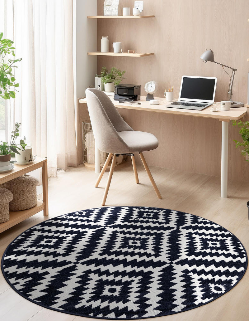 Catalina Cove Outdoor Collection Area Rug -  Coronado Round Navy Blue  lifestyle 87