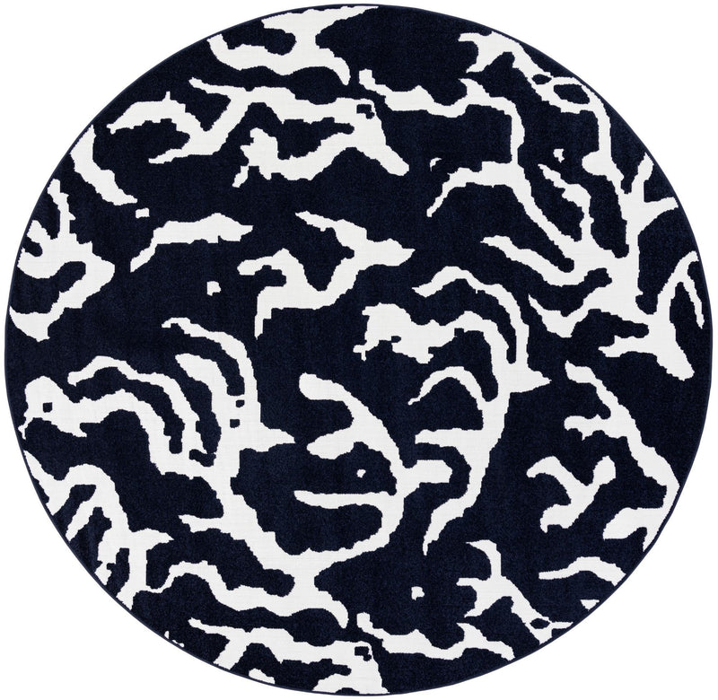Catalina Cove Outdoor Collection Area Rug -  DelMar Round Navy Blue  lifestyle 69