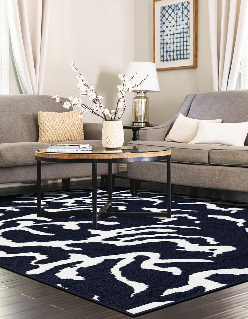 Catalina Cove Outdoor Collection Area Rug -  DelMar Rectangle Navy Blue  lifestyle 6