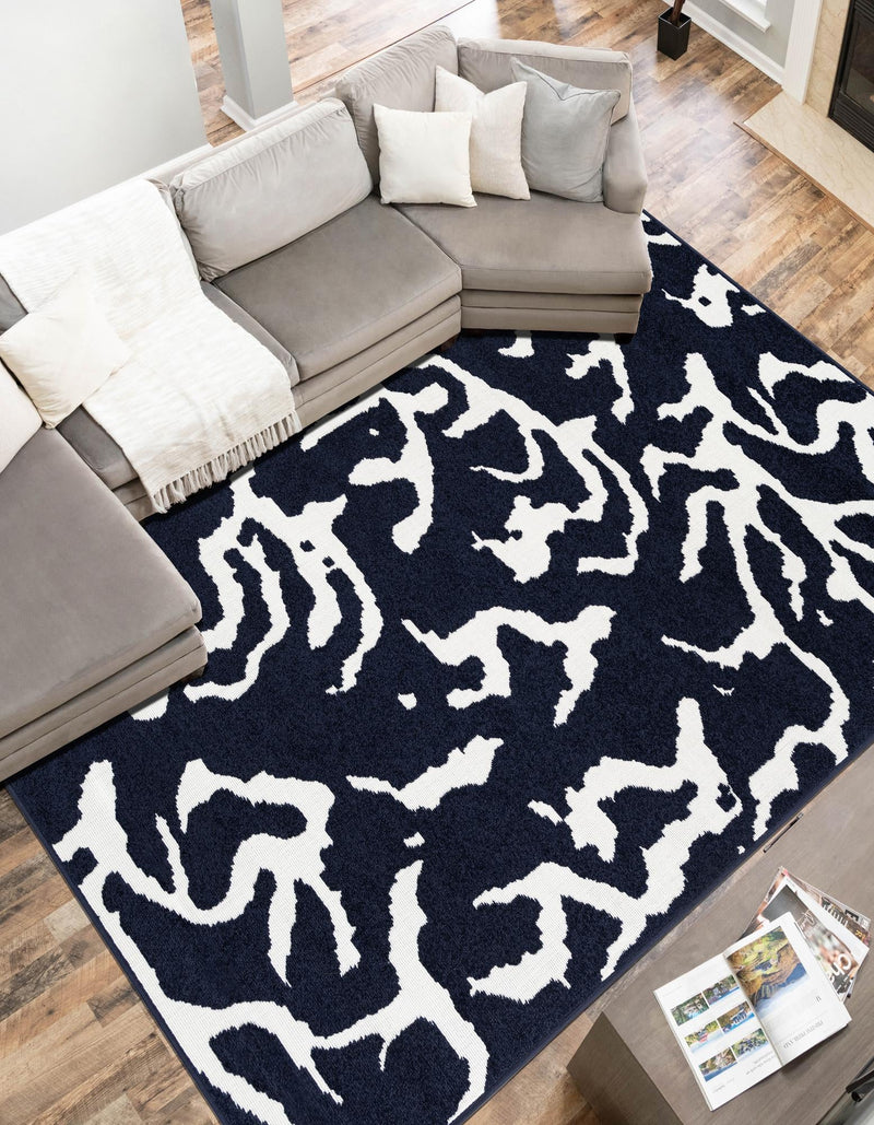 Catalina Cove Outdoor Collection Area Rug -  DelMar Rectangle Navy Blue  lifestyle 10