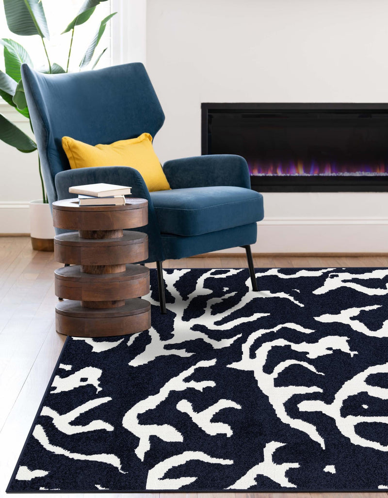 Catalina Cove Outdoor Collection Area Rug -  DelMar Rectangle Navy Blue  lifestyle 14