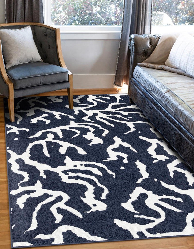 Catalina Cove Outdoor Collection Area Rug -  DelMar Rectangle Navy Blue  lifestyle 18