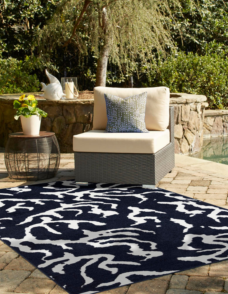 Catalina Cove Outdoor Collection Area Rug -  DelMar Rectangle Navy Blue  lifestyle 20