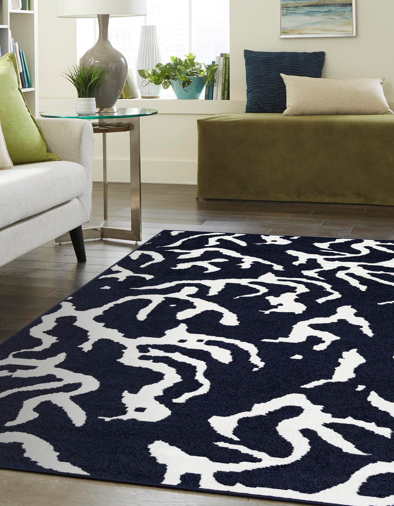 Catalina Cove Outdoor Collection Area Rug -  DelMar Rectangle Navy Blue  lifestyle 22