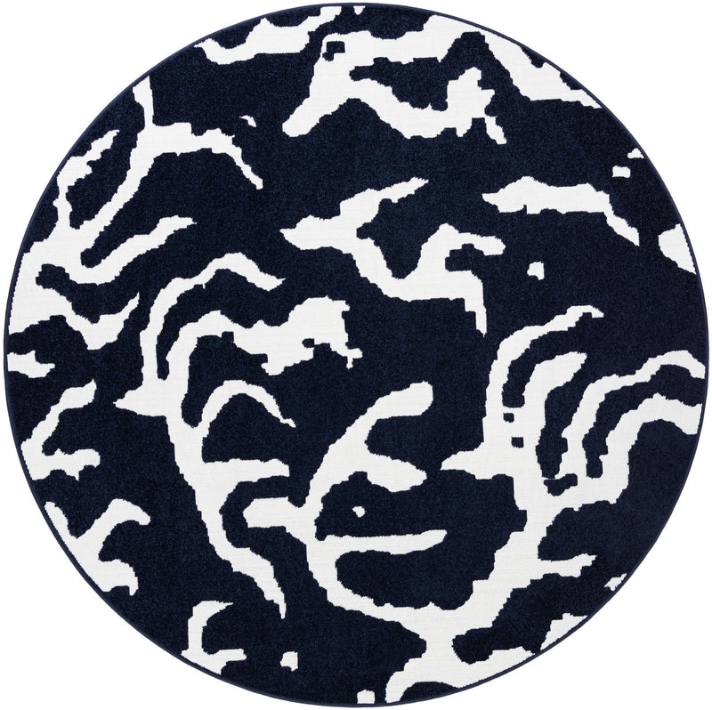 Catalina Cove Outdoor Collection Area Rug -  DelMar Round Navy Blue  lifestyle 48