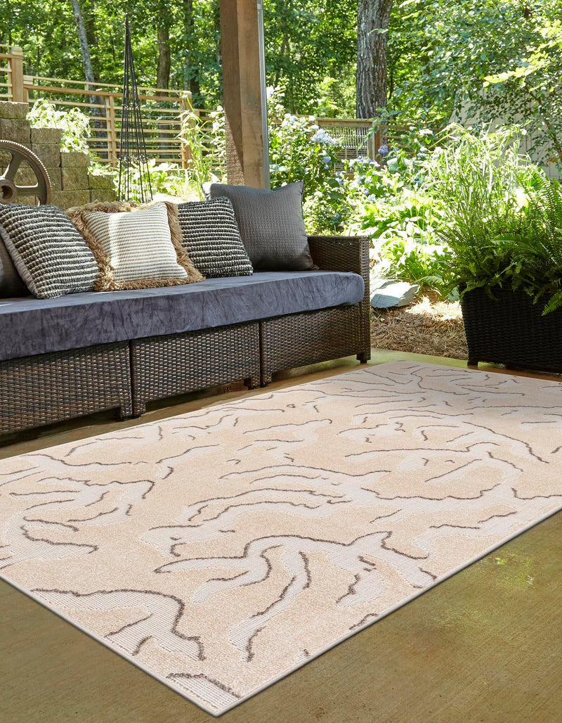Catalina Cove Outdoor Collection Area Rug -  DelMar Rectangle Beige and Ivory  lifestyle 3