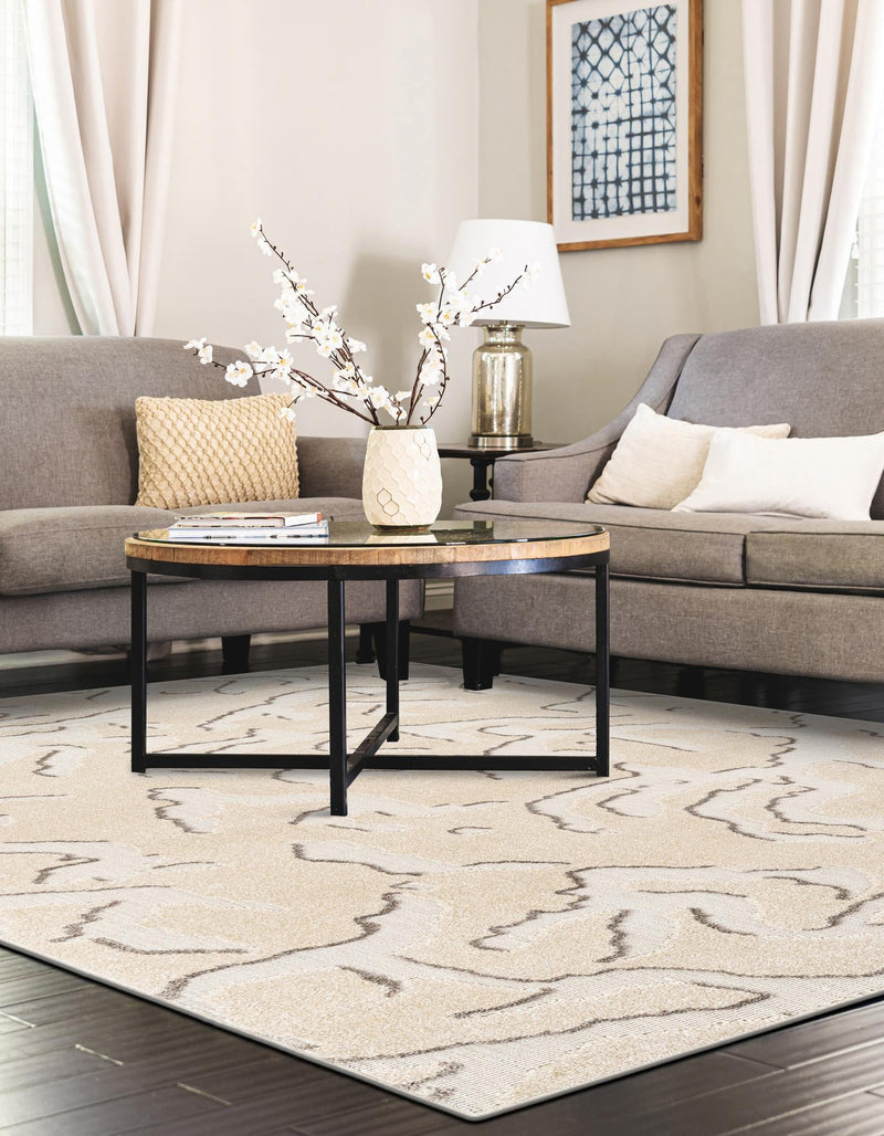 Catalina Cove Outdoor Collection Area Rug -  DelMar Rectangle Beige and Ivory  lifestyle 5