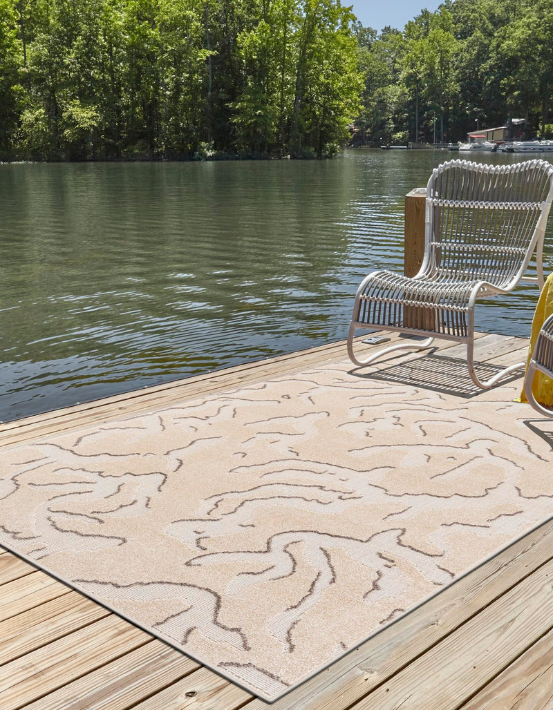 Catalina Cove Outdoor Collection Area Rug -  DelMar Rectangle Beige and Ivory  lifestyle 7