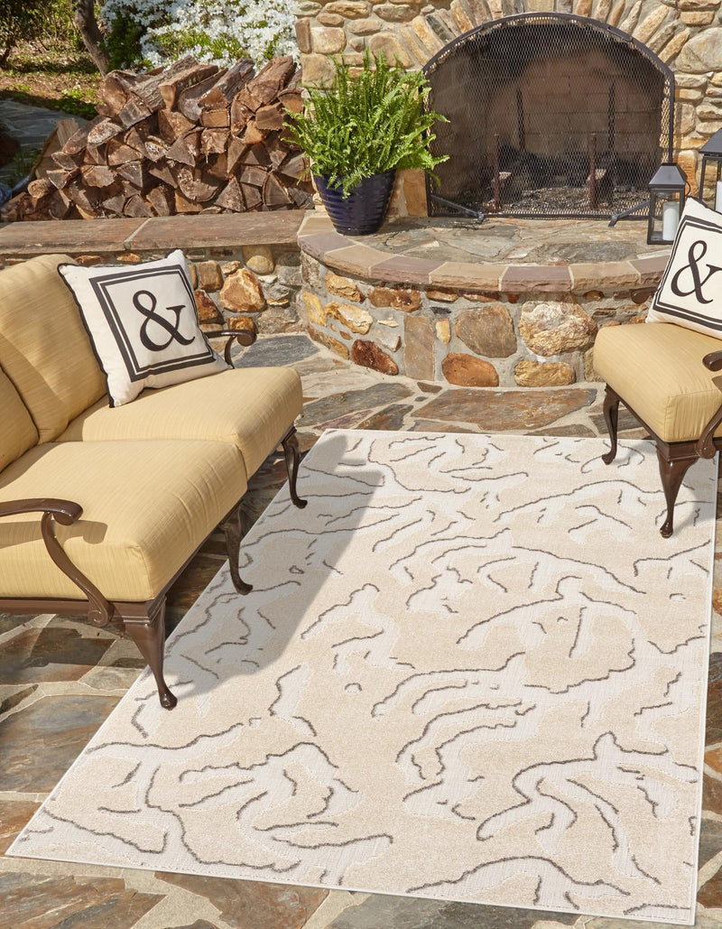 Catalina Cove Outdoor Collection Area Rug -  DelMar Rectangle Beige and Ivory  lifestyle 15