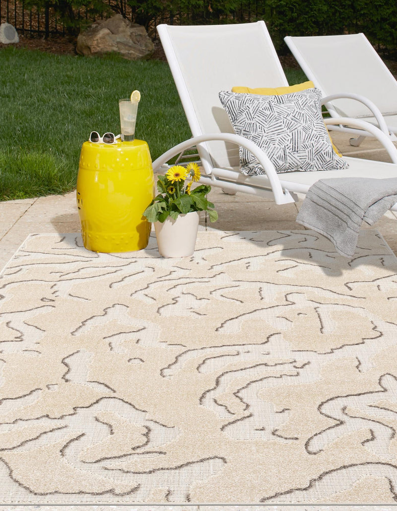 Catalina Cove Outdoor Collection Area Rug -  DelMar Rectangle Beige and Ivory  lifestyle 19