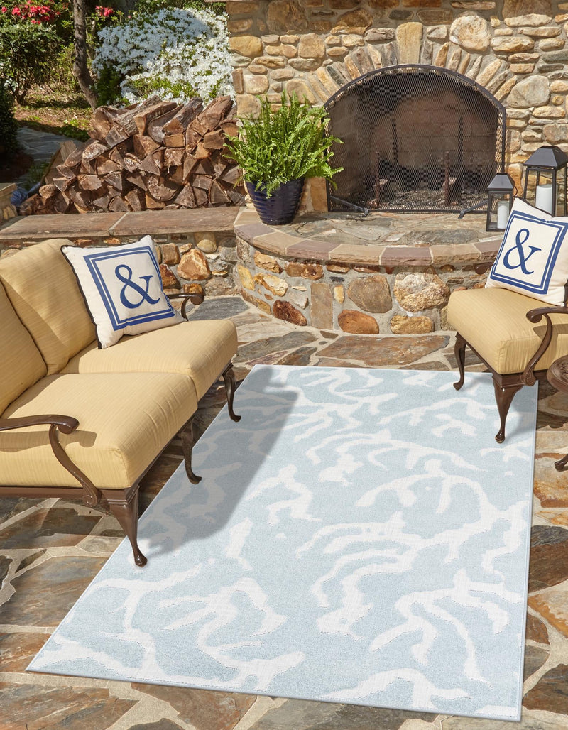 Catalina Cove Outdoor Collection Area Rug -  DelMar Rectangle Light Blue  lifestyle 5