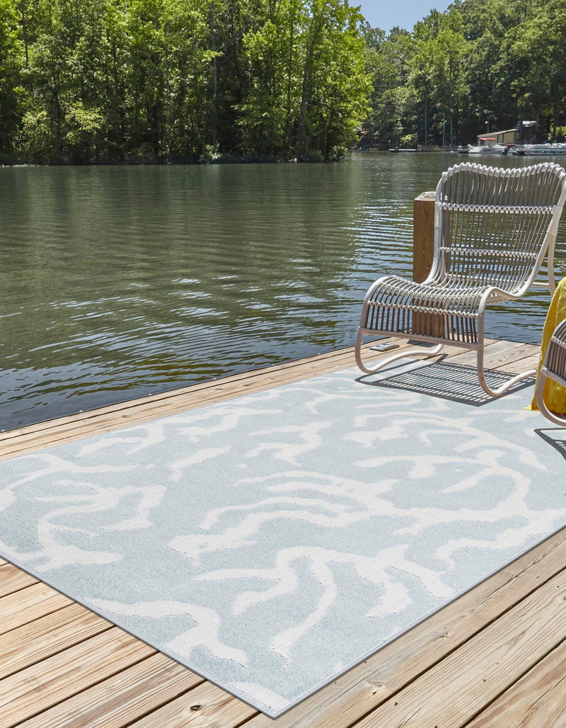 Catalina Cove Outdoor Collection Area Rug -  DelMar Rectangle Light Blue  lifestyle 13