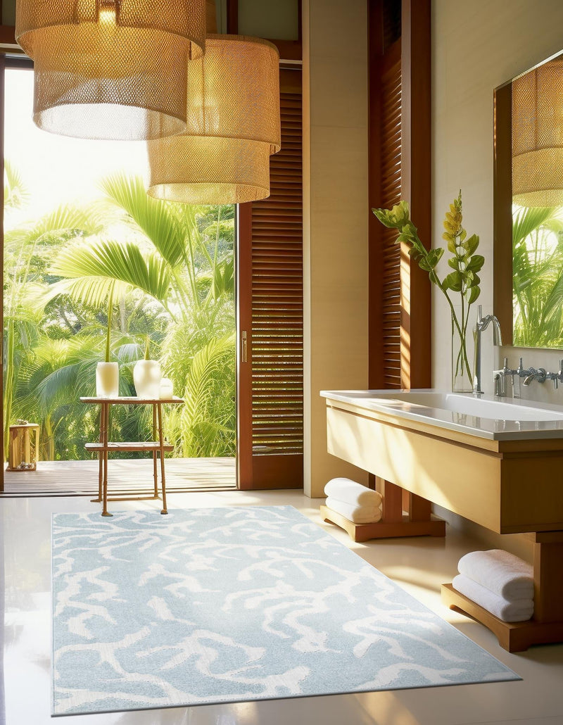 Catalina Cove Outdoor Collection Area Rug -  DelMar Rectangle Light Blue  lifestyle 17