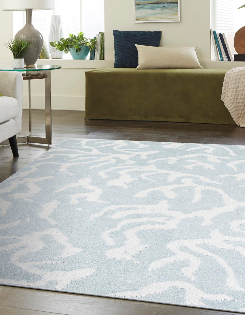 Catalina Cove Outdoor Collection Area Rug -  DelMar Rectangle Light Blue  lifestyle 33