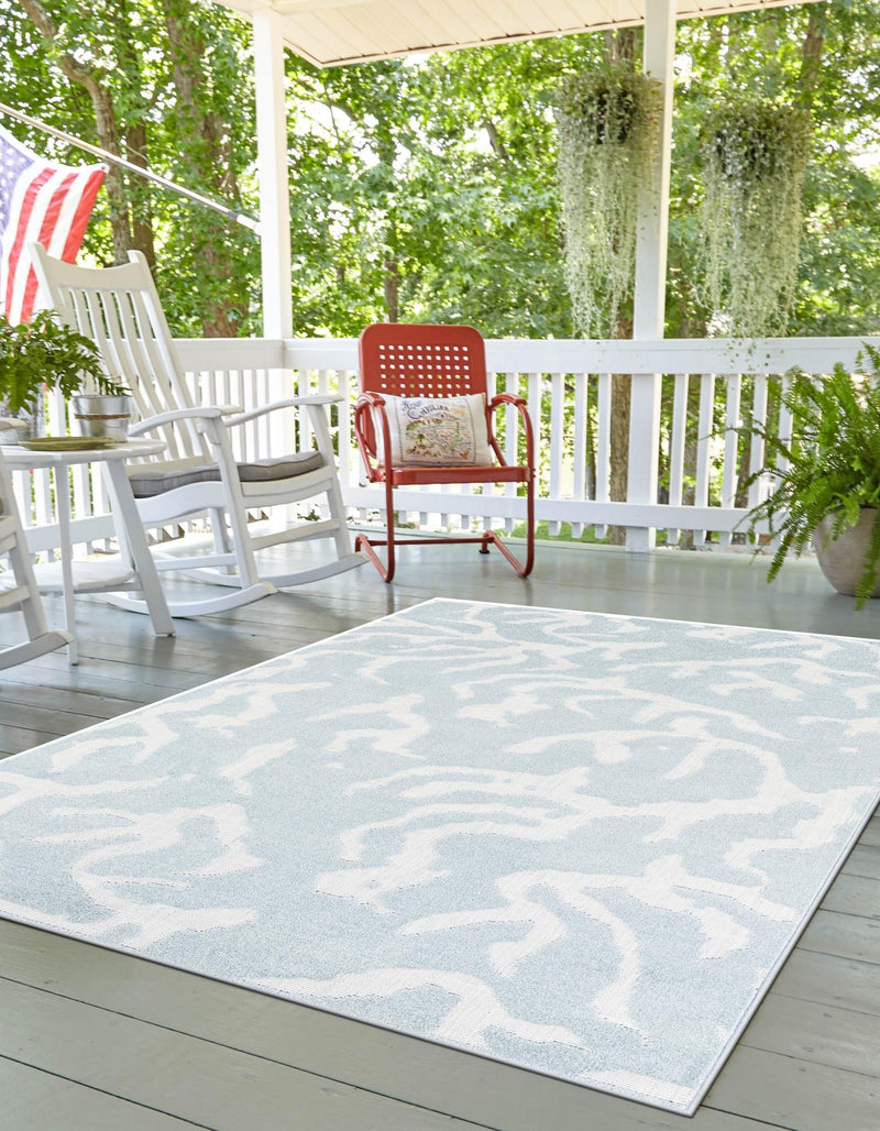 Catalina Cove Outdoor Collection Area Rug -  DelMar Rectangle Light Blue  lifestyle 37