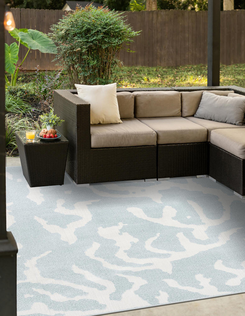 Catalina Cove Outdoor Collection Area Rug -  DelMar Square Light Blue  lifestyle 78