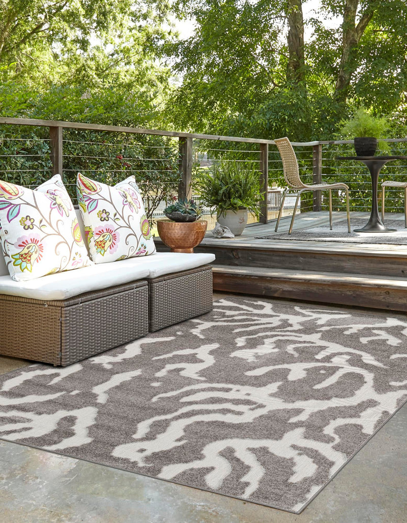 Catalina Cove Outdoor Collection Area Rug -  DelMar Rectangle Gray  lifestyle 6