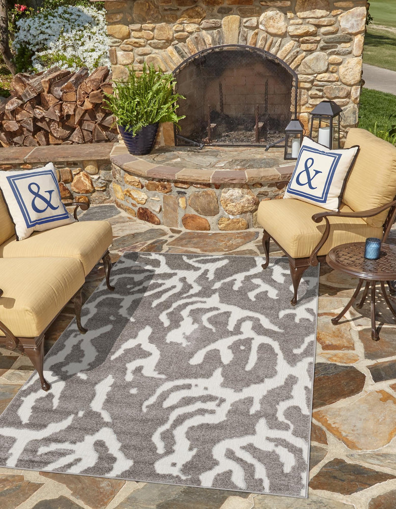 Catalina Cove Outdoor Collection Area Rug -  DelMar Rectangle Gray  lifestyle 10