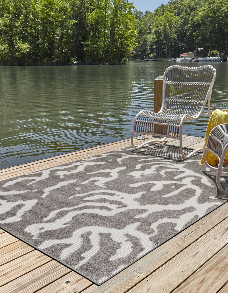 Catalina Cove Outdoor Collection Area Rug -  DelMar Rectangle Gray  lifestyle 14