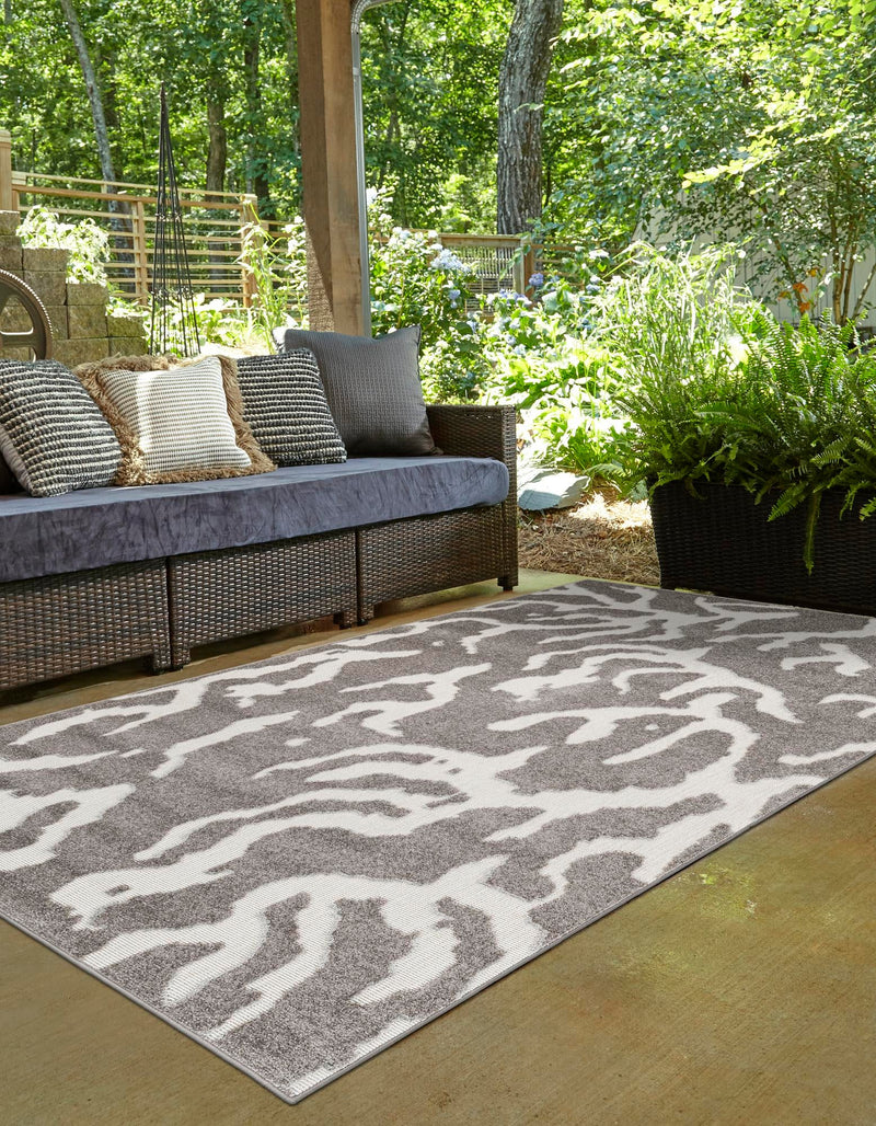 Catalina Cove Outdoor Collection Area Rug -  DelMar Rectangle Gray  lifestyle 34