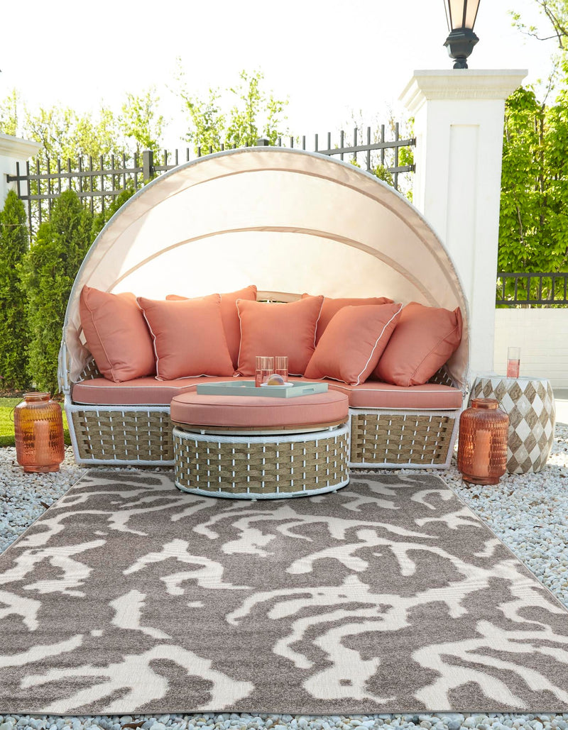 Catalina Cove Outdoor Collection Area Rug -  DelMar Rectangle Gray  lifestyle 38