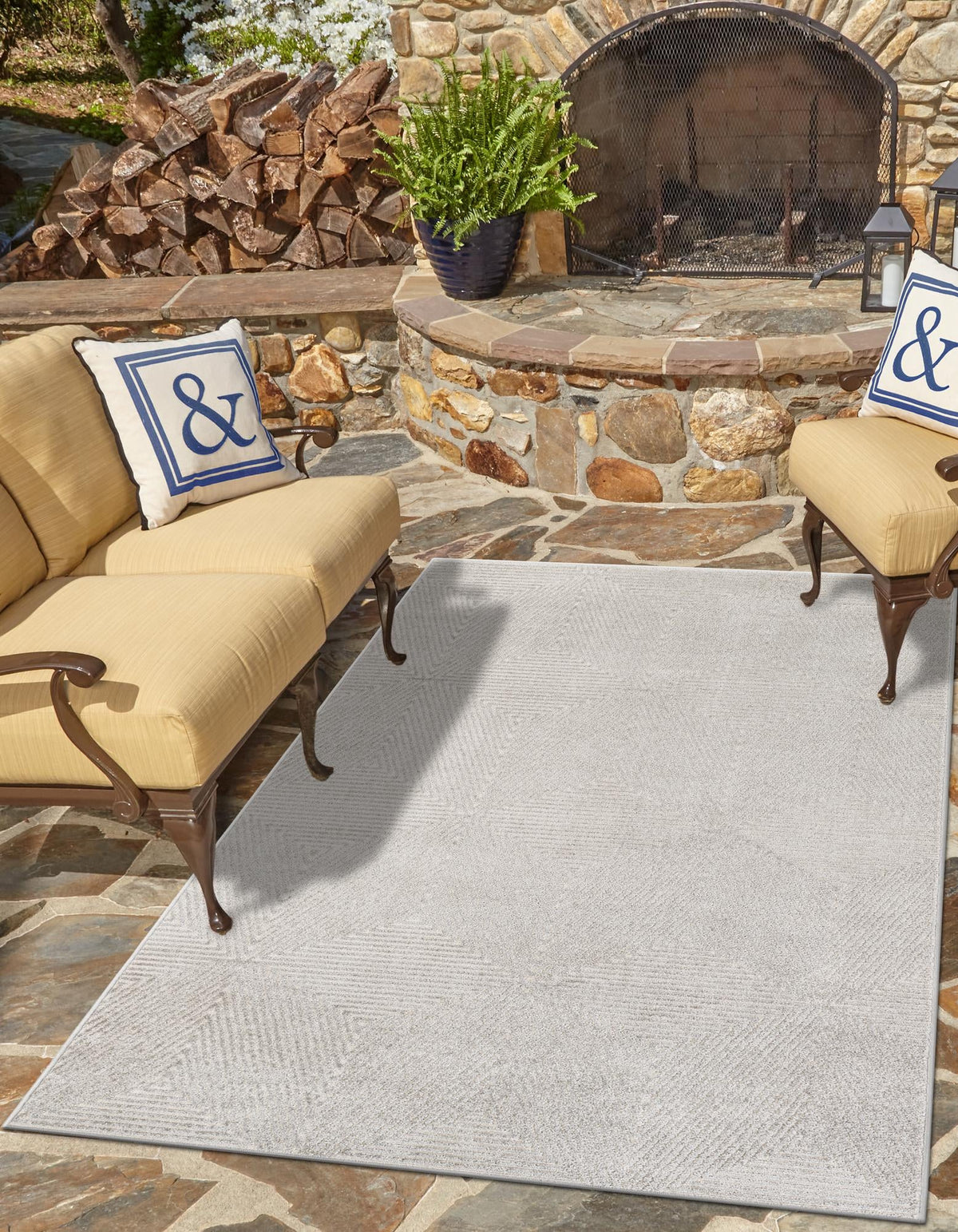 Catalina Cove Outdoor Collection Area Rug -  Hermosa Rectangle Gray  lifestyle 4