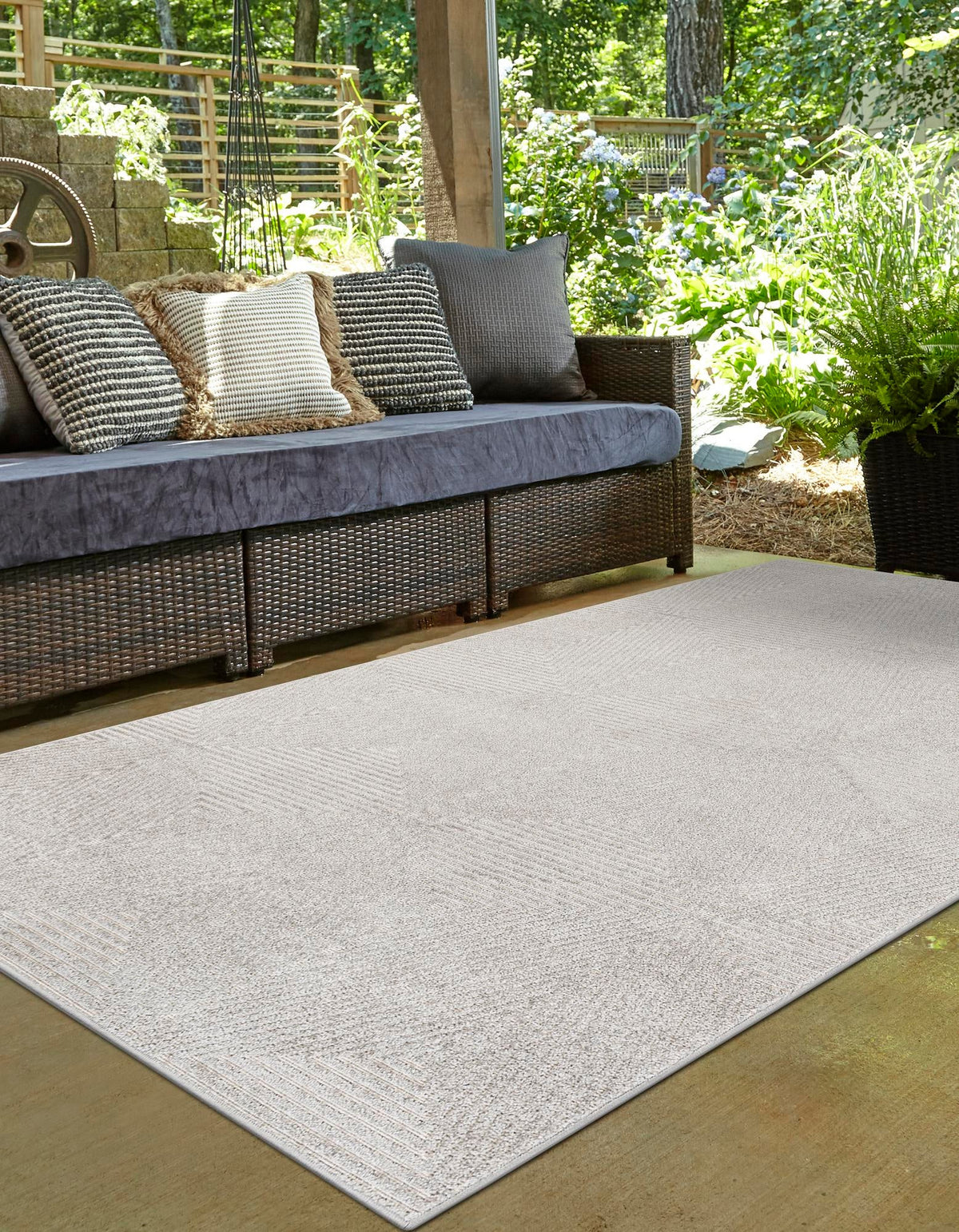 Catalina Cove Outdoor Collection Area Rug -  Hermosa Rectangle Gray  lifestyle 12