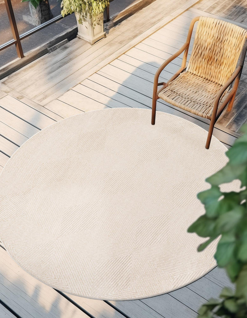 Catalina Cove Outdoor Collection Area Rug -  Hermosa Round Beige  lifestyle 65