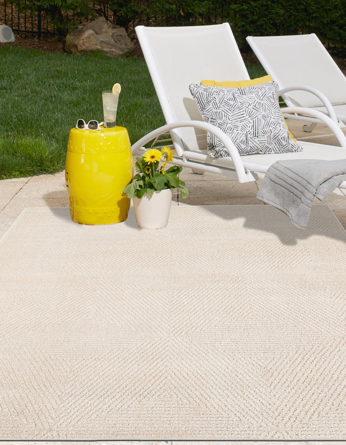 Catalina Cove Outdoor Collection Area Rug -  Hermosa Rectangle Beige  lifestyle 17