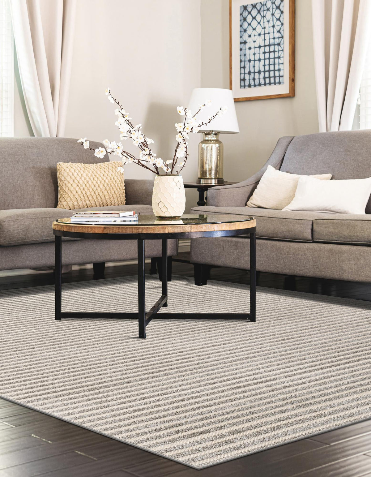 Catalina Cove Outdoor Collection Area Rug -  Zuma Rectangle Gray  lifestyle 9