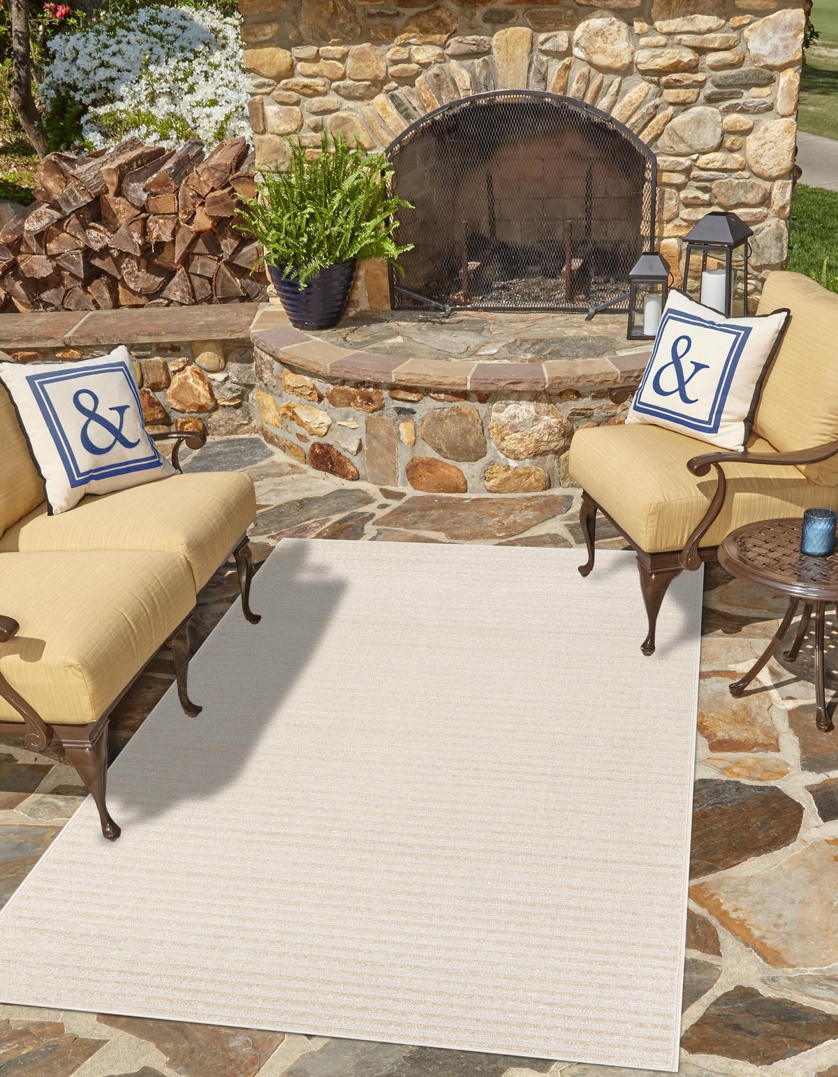 Catalina Cove Outdoor Collection Area Rug -  Zuma Rectangle Beige and Ivory  lifestyle 8