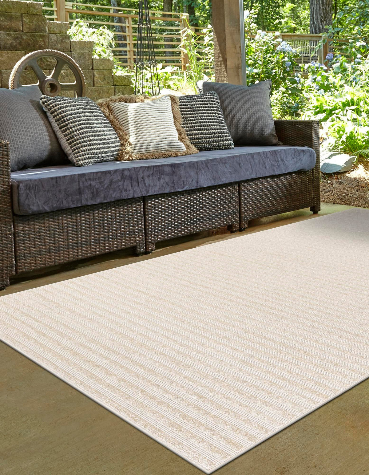 Catalina Cove Outdoor Collection Area Rug -  Zuma Rectangle Beige and Ivory  lifestyle 24