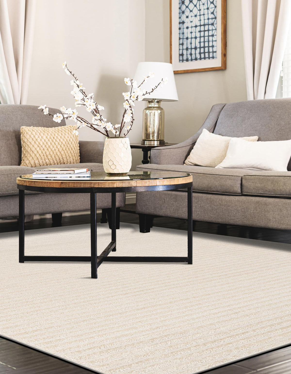 Catalina Cove Outdoor Collection Area Rug -  Zuma Rectangle Beige and Ivory  lifestyle 36