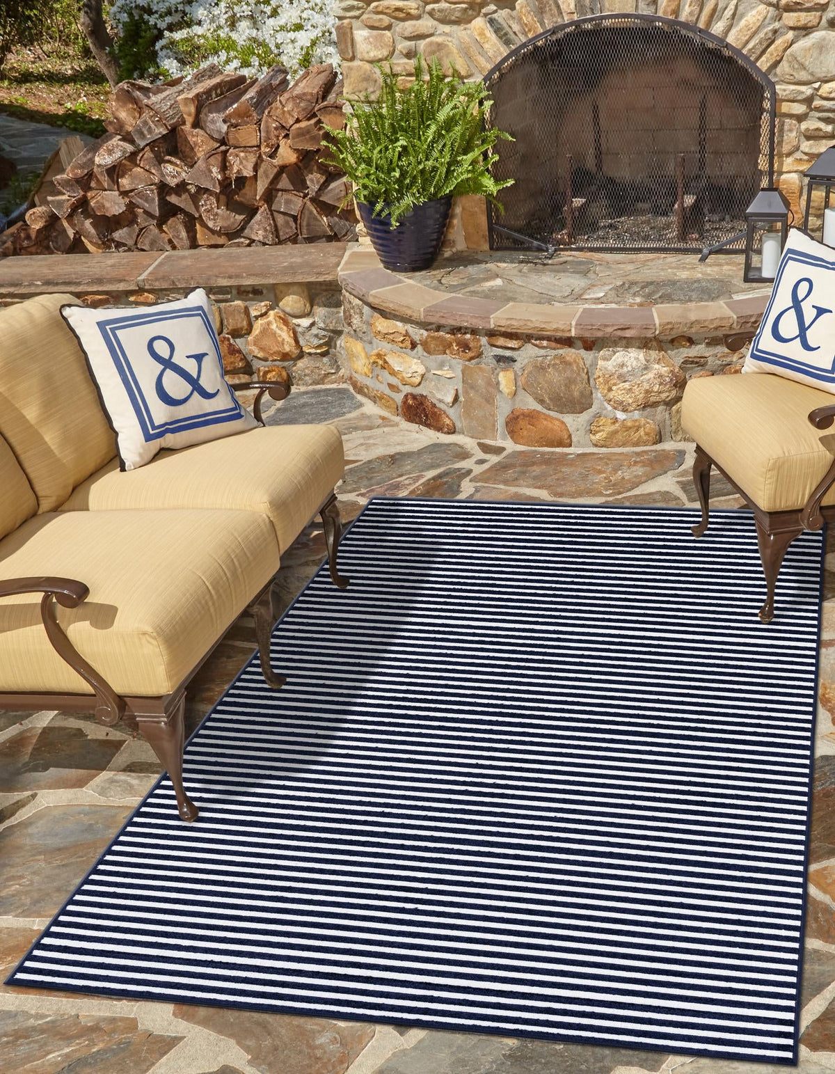 Catalina Cove Outdoor Collection Area Rug -  Zuma Rectangle Navy Blue  lifestyle 15