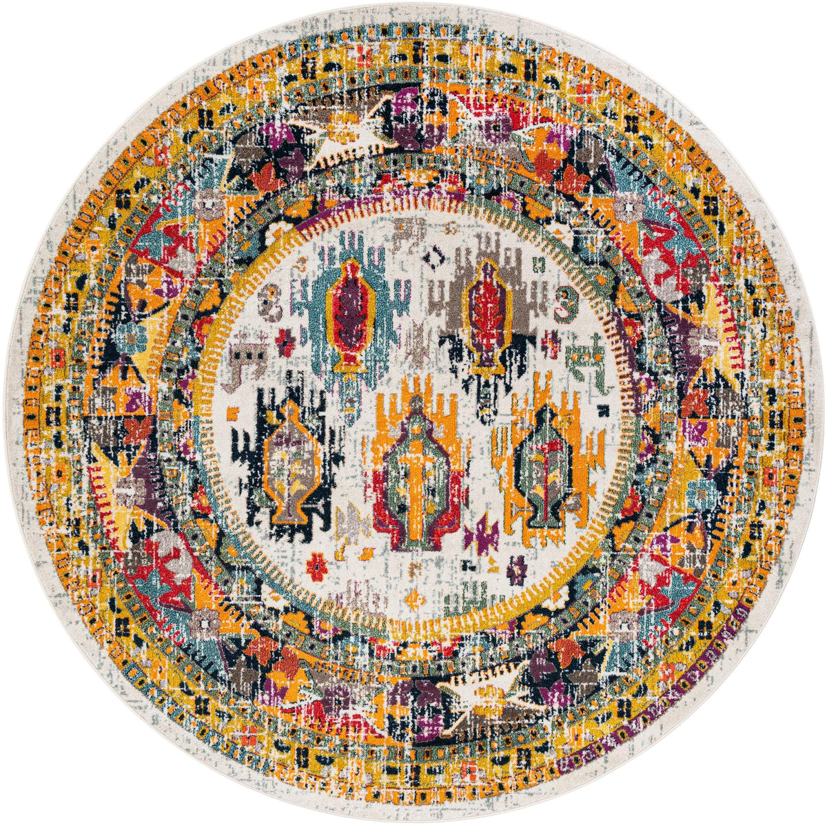 Brighton Terrace Collection Area Rug -  Portslade Round Ivory  lifestyle 43