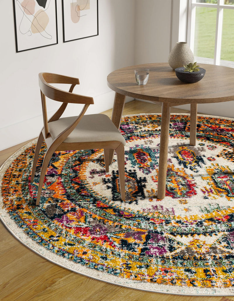 Brighton Terrace Collection Area Rug -  Portslade Round Ivory  lifestyle 51