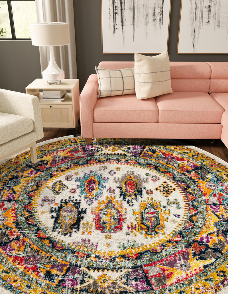 Brighton Terrace Collection Area Rug -  Portslade Round Ivory  lifestyle 71