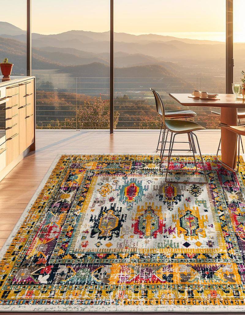 Brighton Terrace Collection Area Rug -  Portslade Square Ivory  lifestyle 56