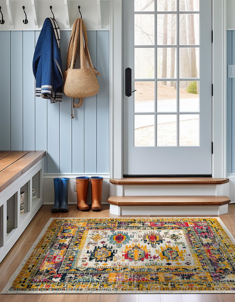 Brighton Terrace Collection Area Rug -  Portslade Square Ivory  lifestyle 68