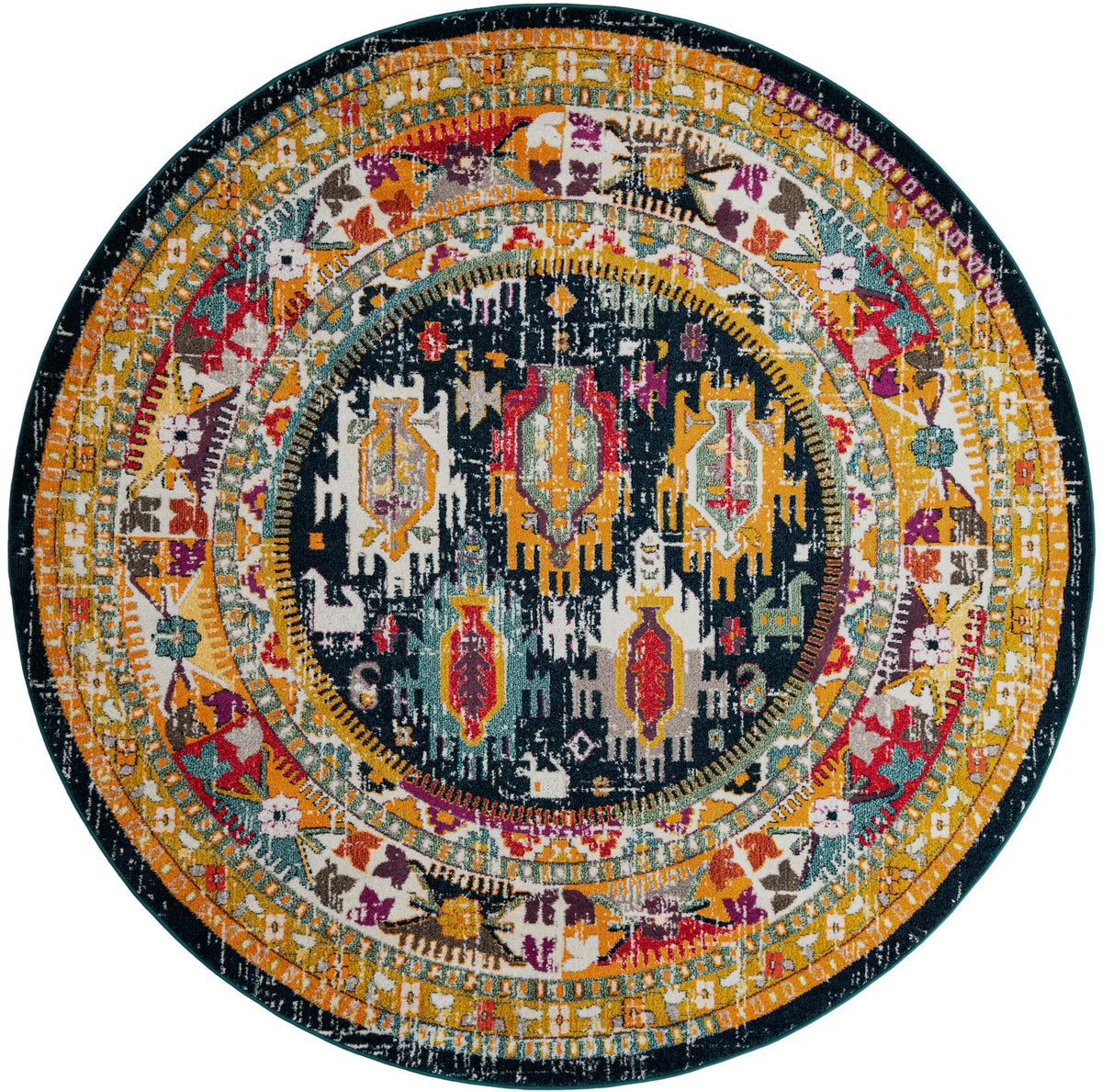 Brighton Terrace Collection Area Rug -  Portslade Round Navy Blue  lifestyle 85