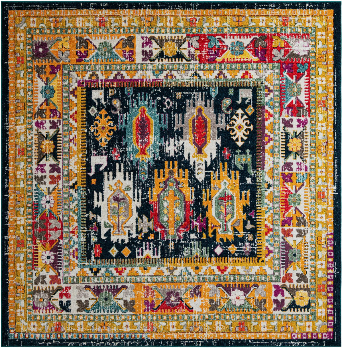 Brighton Terrace Collection Area Rug -  Portslade Square Navy Blue  lifestyle 86