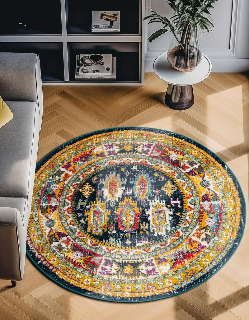 Brighton Terrace Collection Area Rug -  Portslade Round Navy Blue  lifestyle 93