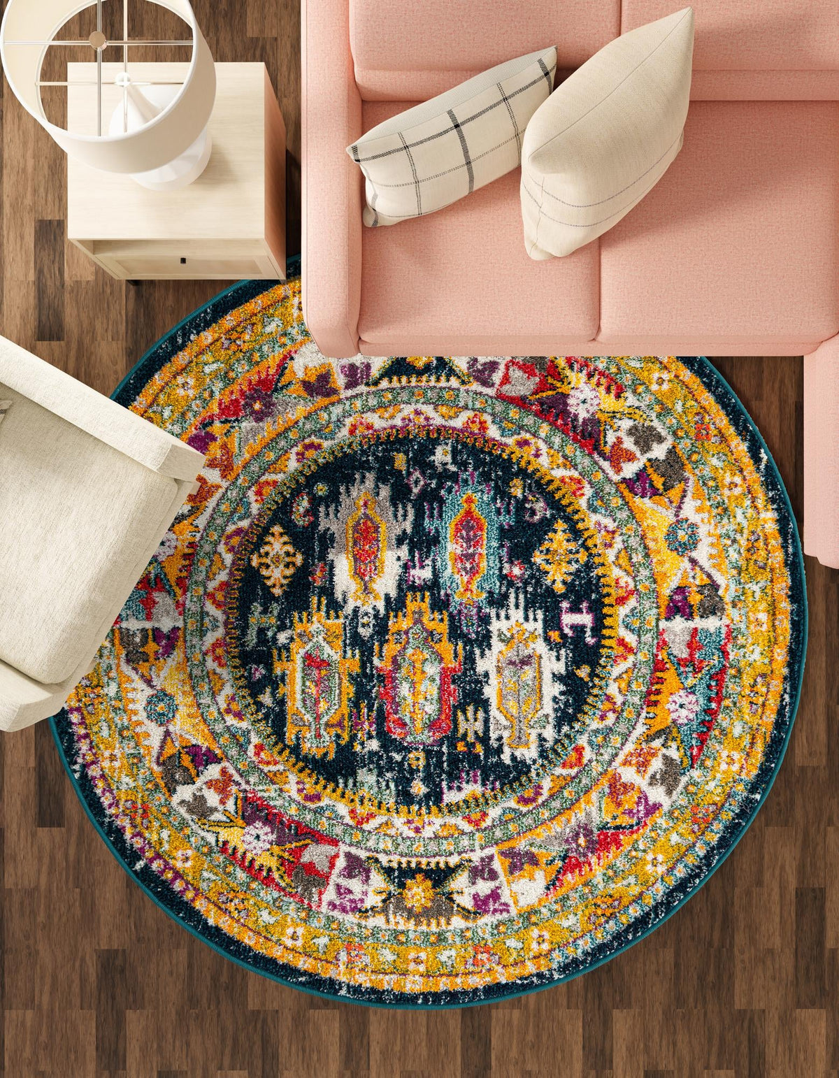 Brighton Terrace Collection Area Rug -  Portslade Round Navy Blue  lifestyle 110