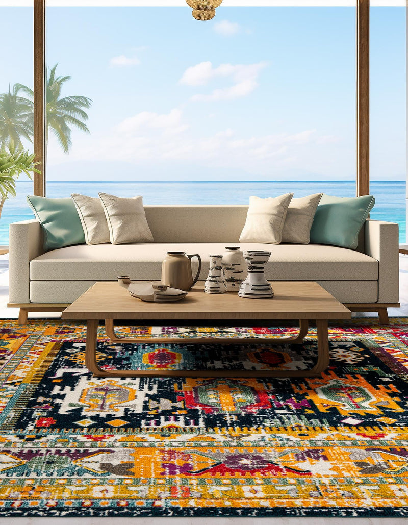 Brighton Terrace Collection Area Rug -  Portslade Square Navy Blue  lifestyle 82