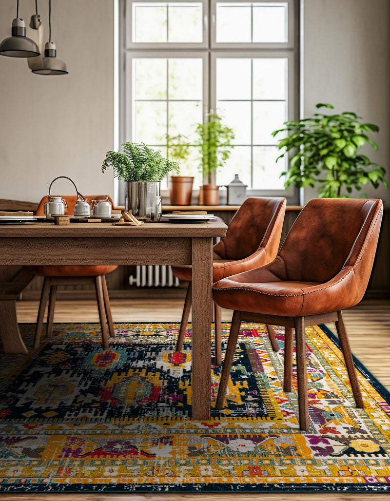 Brighton Terrace Collection Area Rug -  Portslade Square Navy Blue  lifestyle 94